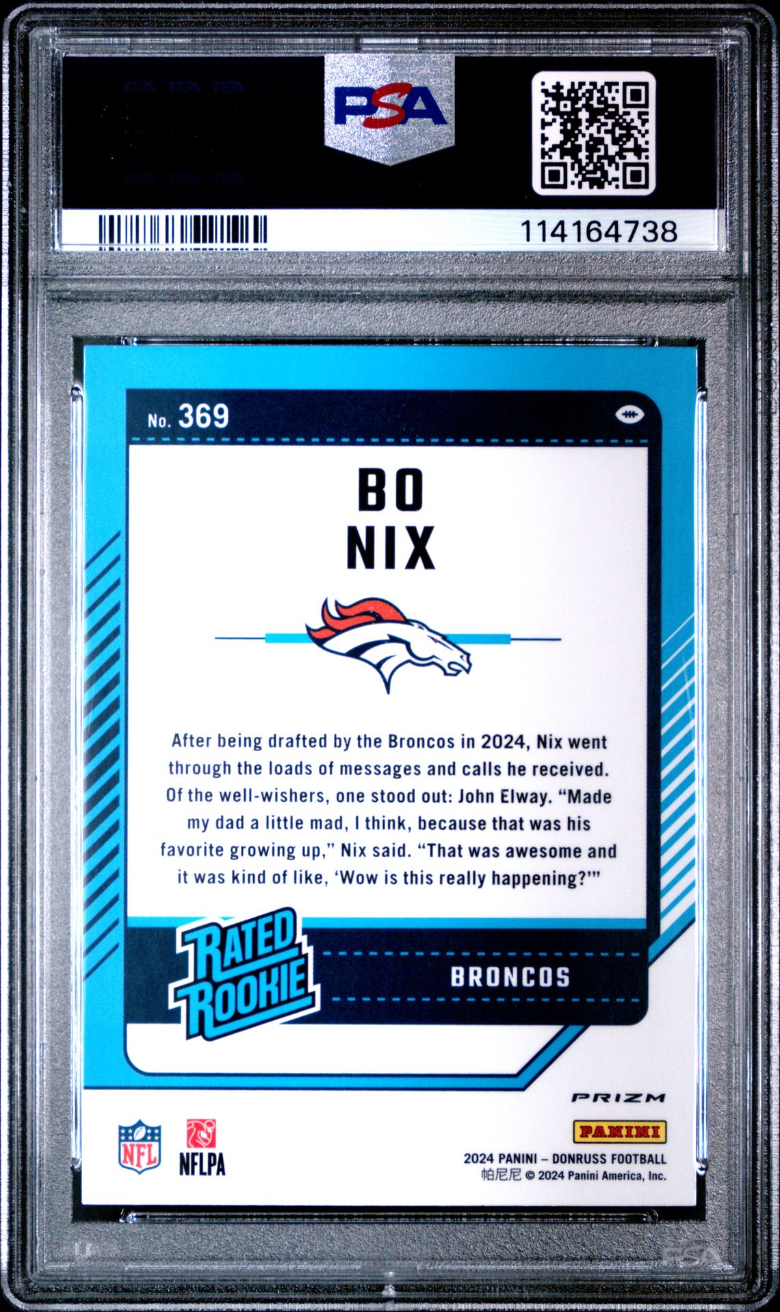 2024 Panini Donruss Bo Nix #369 (Optic Preview-Pink) Mint 9 back