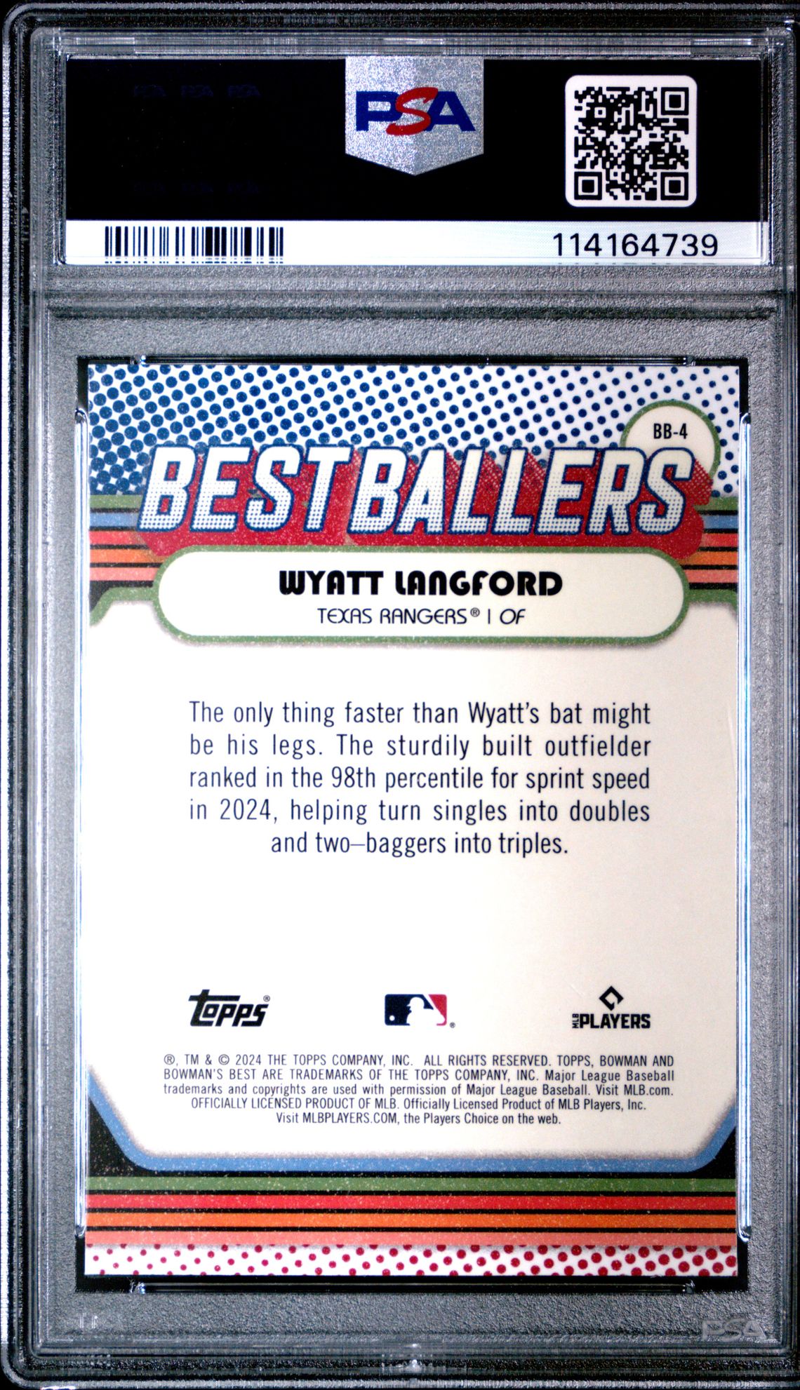 2024 Bowman's Best Best Ballers Wyatt Langford #Bb4 (Best Ballers-Mini Diamond) Mint 9 back