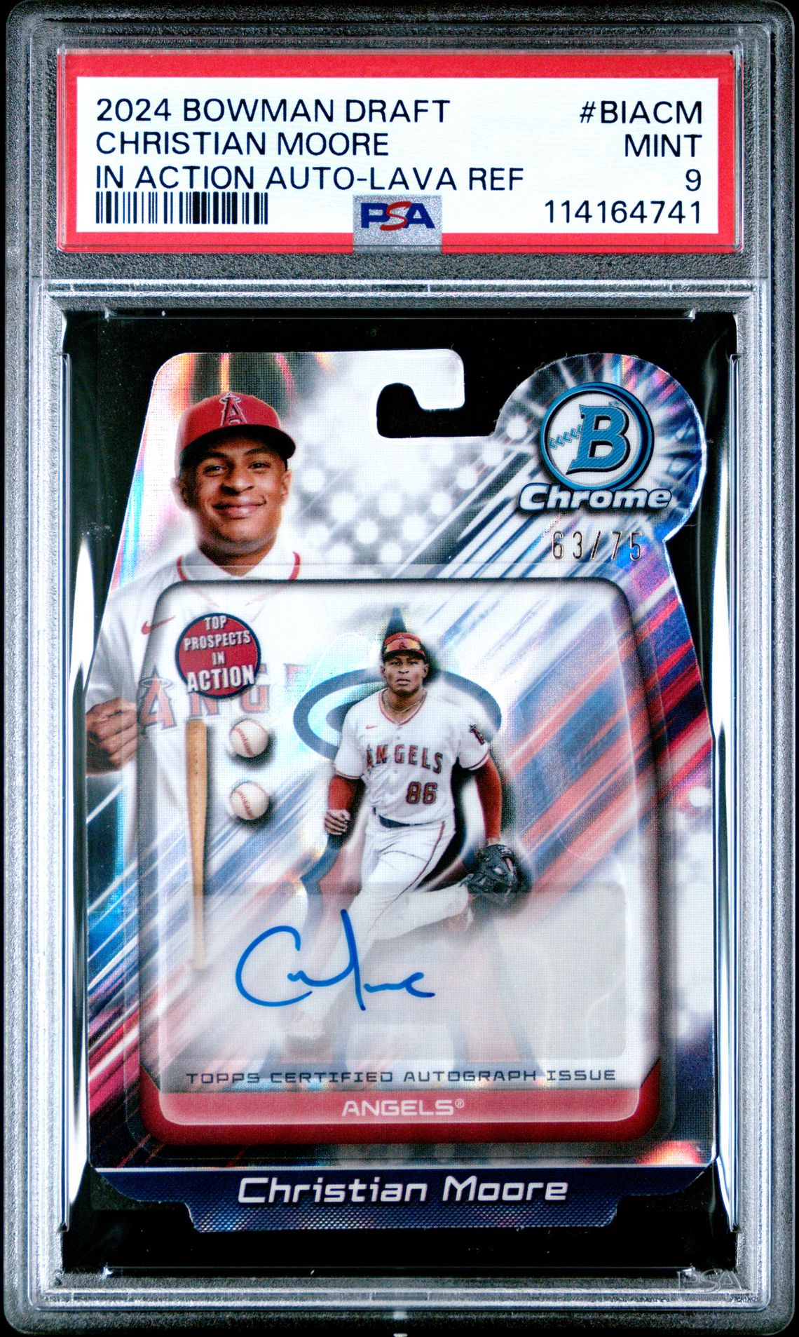 2024 Bowman Draft Bowman In Action Autographs Christian Moore #Biacm (In Action Auto-Lava Ref) Mint 9 front