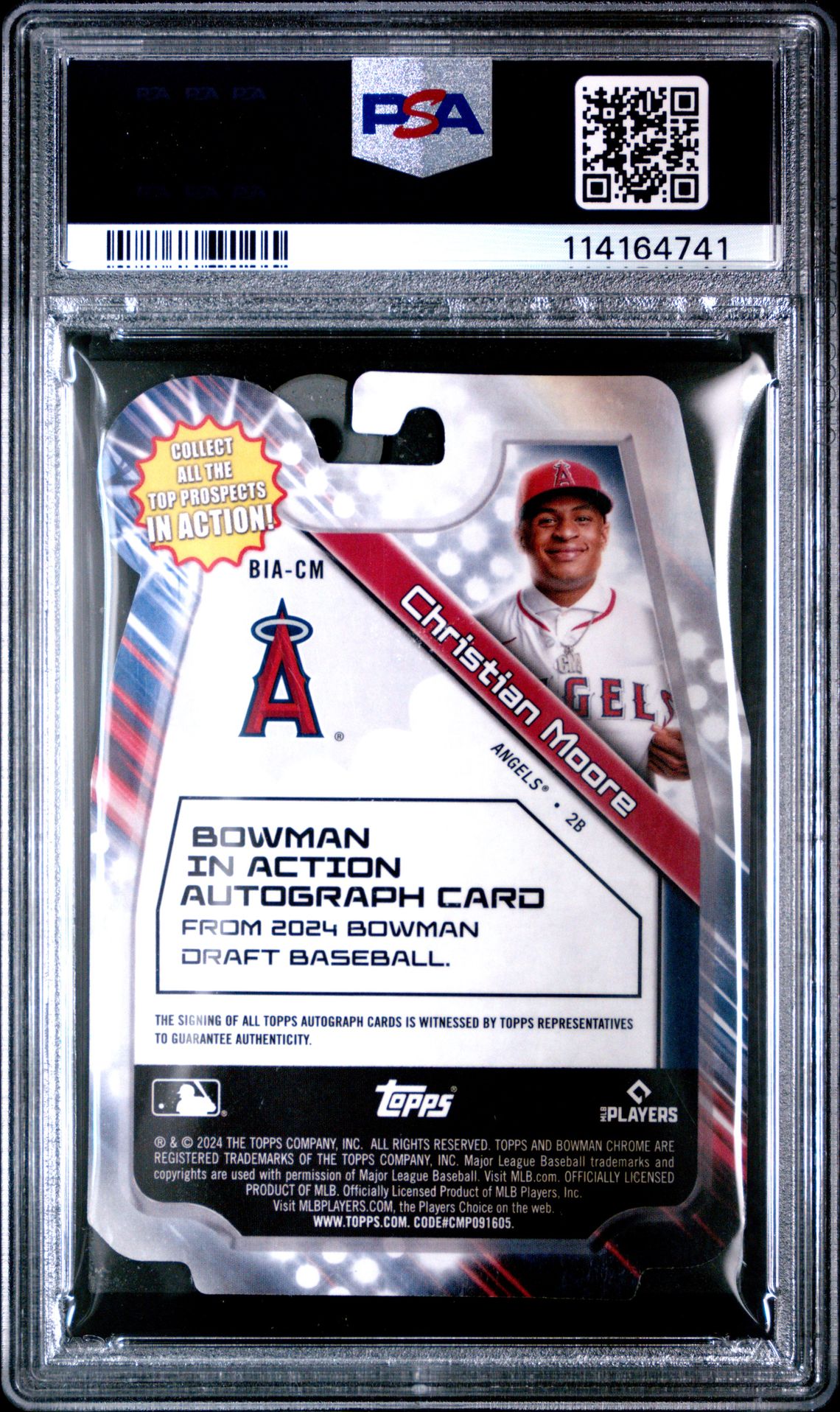 2024 Bowman Draft Bowman In Action Autographs Christian Moore #Biacm (In Action Auto-Lava Ref) Mint 9 back