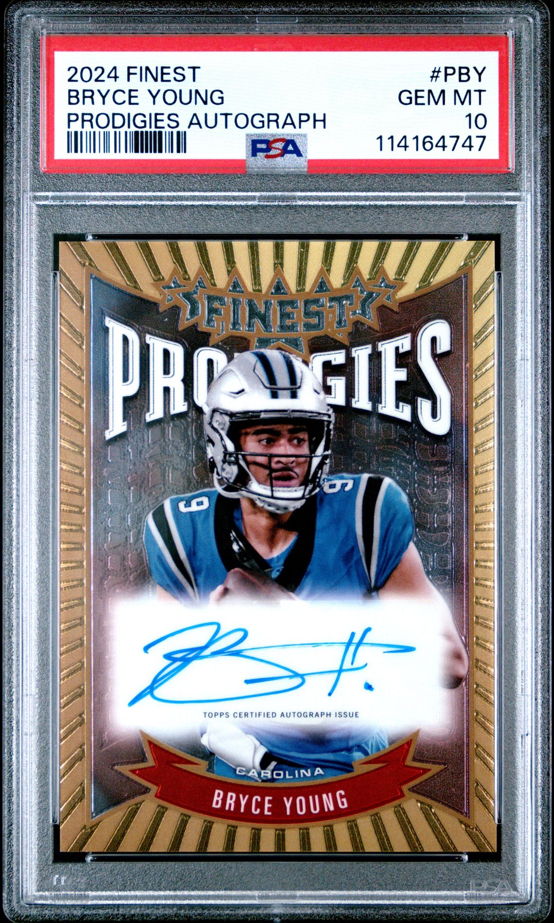 2024 Topps Finest Prodigies Autographs Bryce Young #Pby Gem Mt 10 front