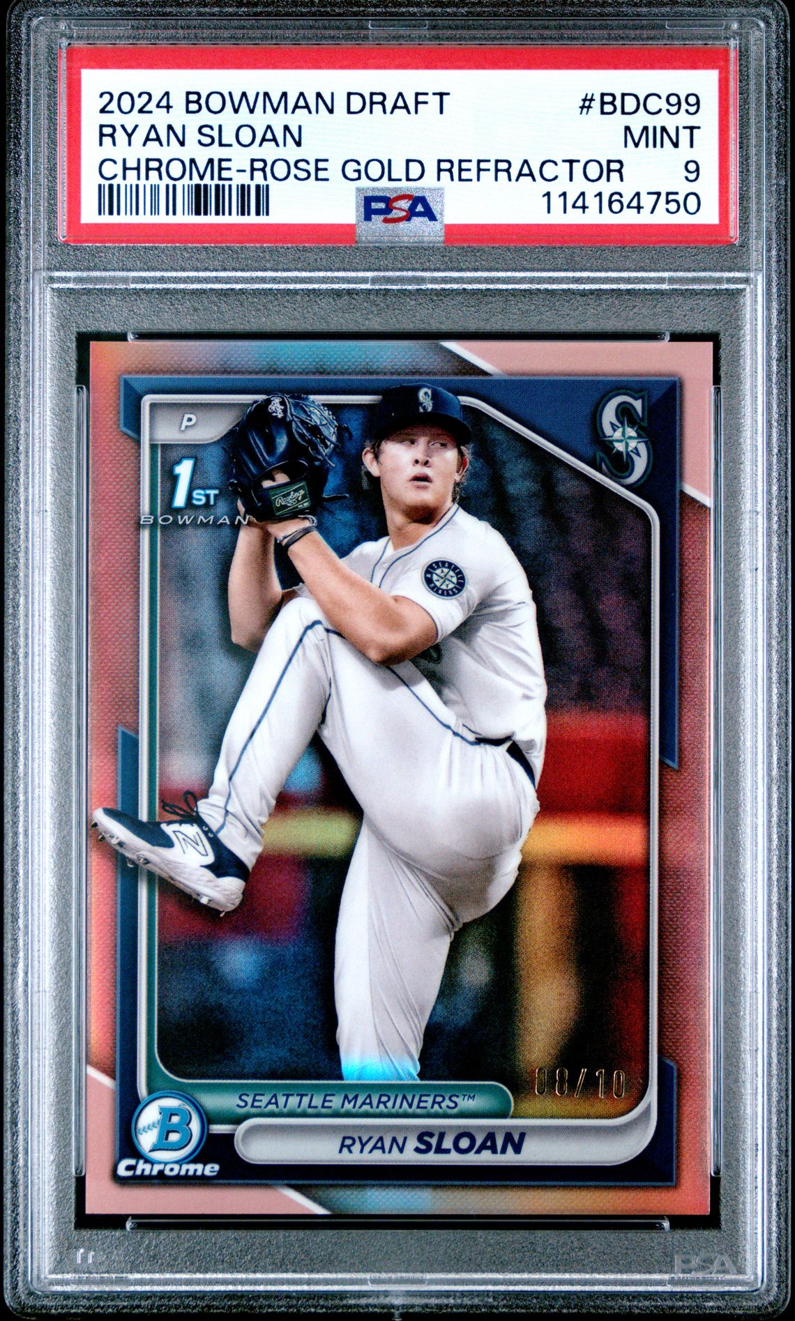 2024 Bowman Draft Ryan Sloan #Bdc99 (Chrome-Rose Gold Refractor) Mint 9 front