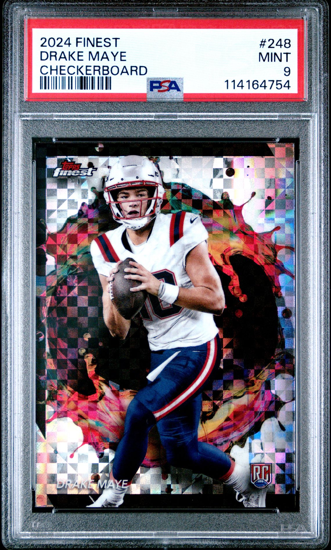 2024 Topps Finest Drake Maye #248 (Checkerboard) Mint 9 front