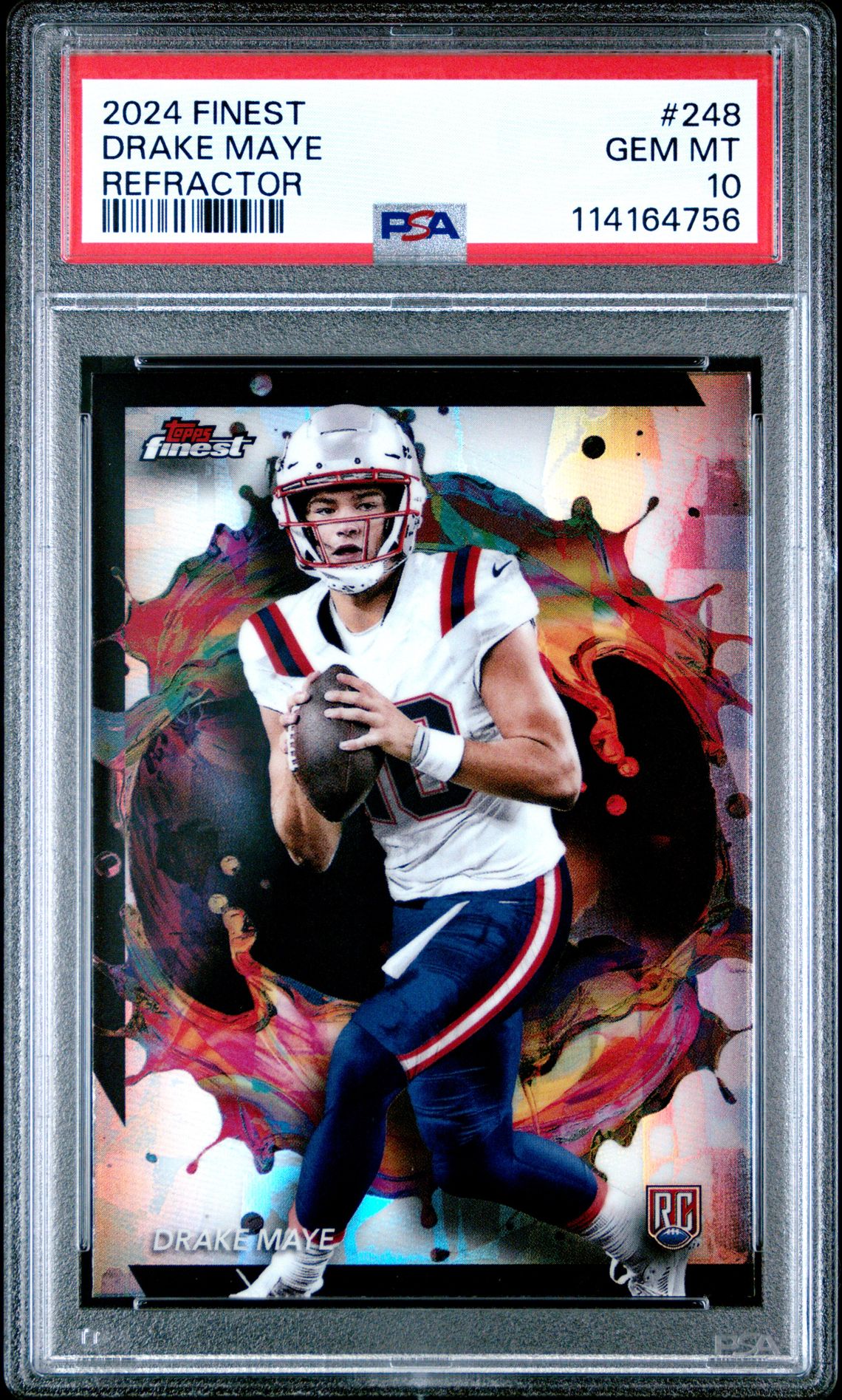 2024 Topps Finest Drake Maye #248 (Refractor) Gem Mt 10 front