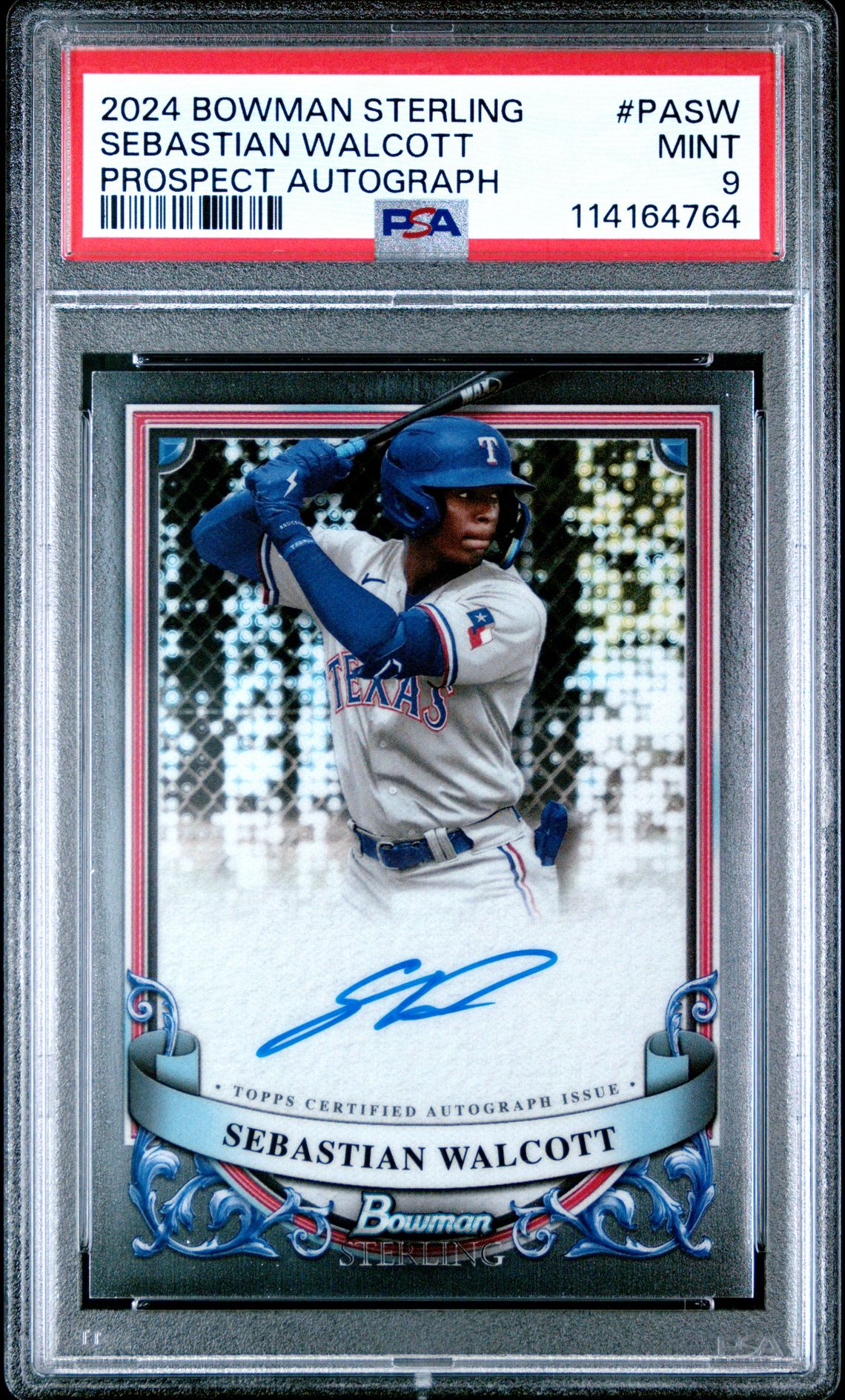 2024 Bowman Sterling Prospect Autographs Sebastian Walcott #Pasw Mint 9 front