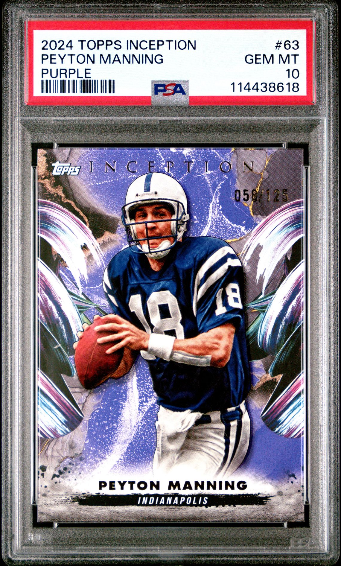 2024 Topps Inception Peyton Manning #63 (Purple) Gem Mt 10 front