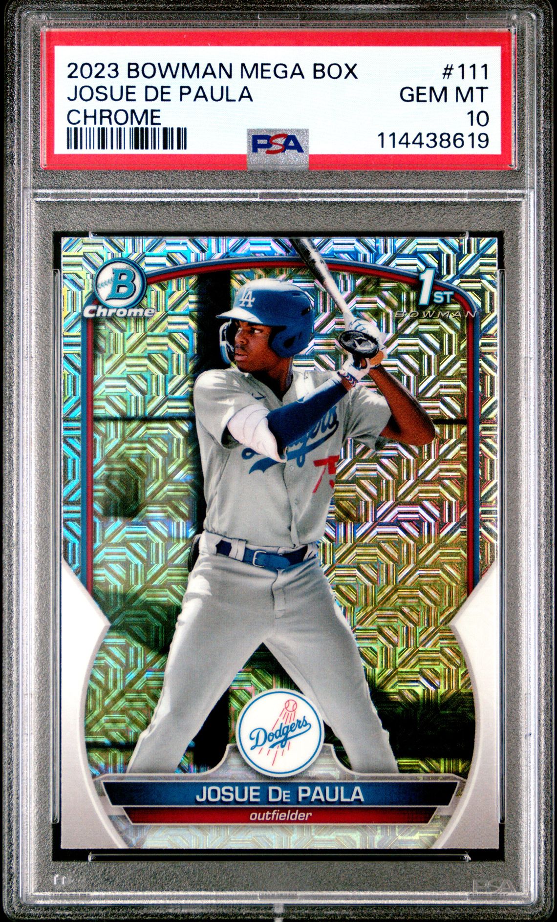 2023 Bowman Mega Box Chrome Josue De Paula #111 (Chrome) Gem Mt 10 front