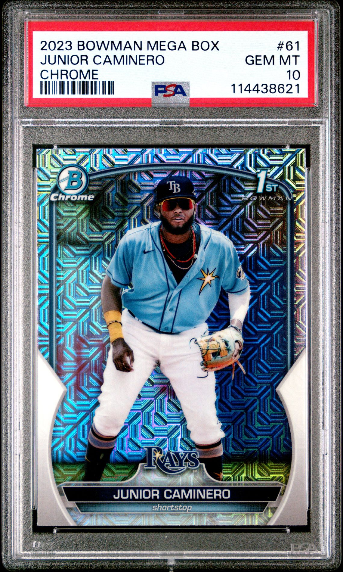 2023 Bowman Mega Box Chrome Junior Caminero #61 (Chrome) Gem Mt 10 front