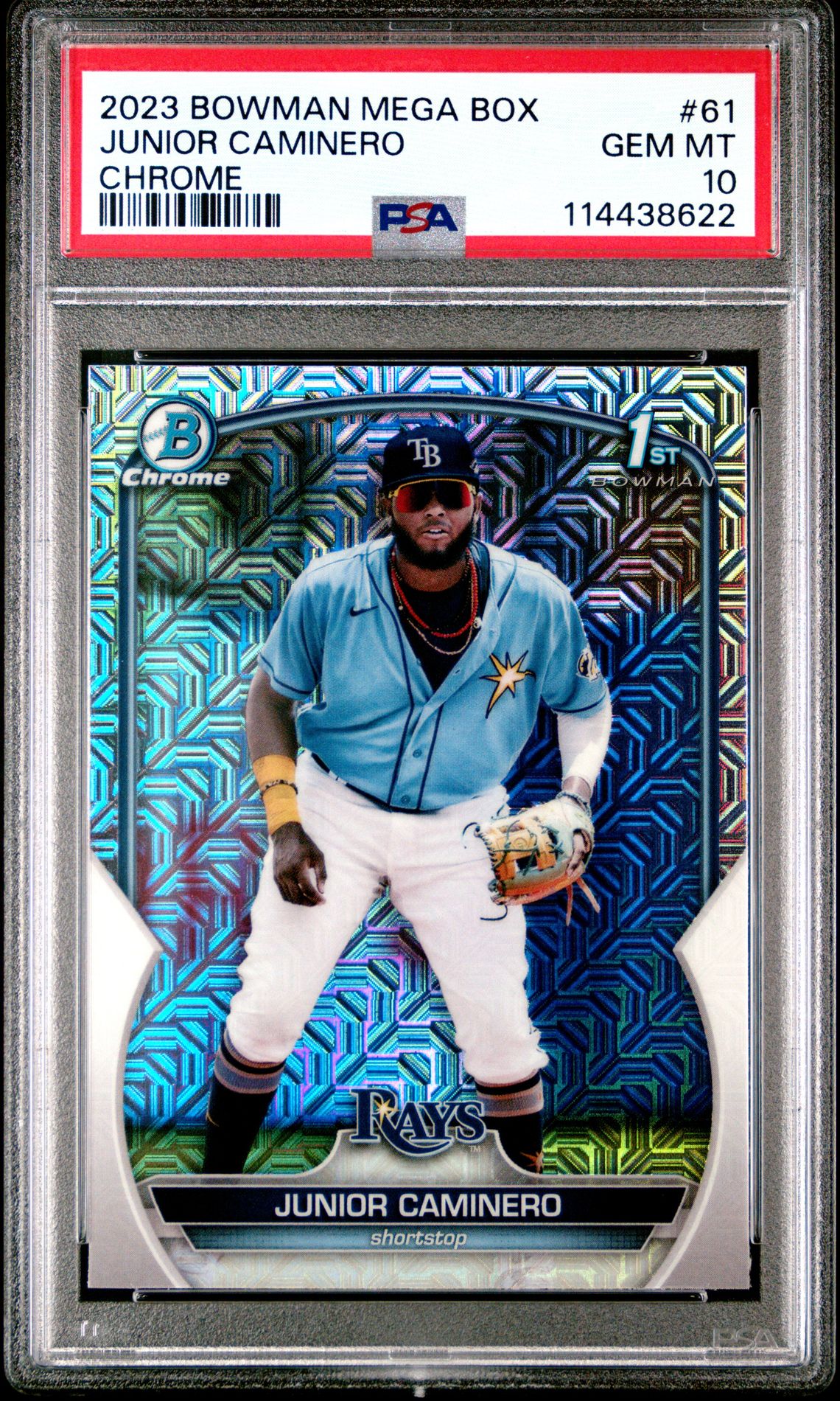 2023 Bowman Mega Box Chrome Junior Caminero #61 (Chrome) Gem Mt 10 front