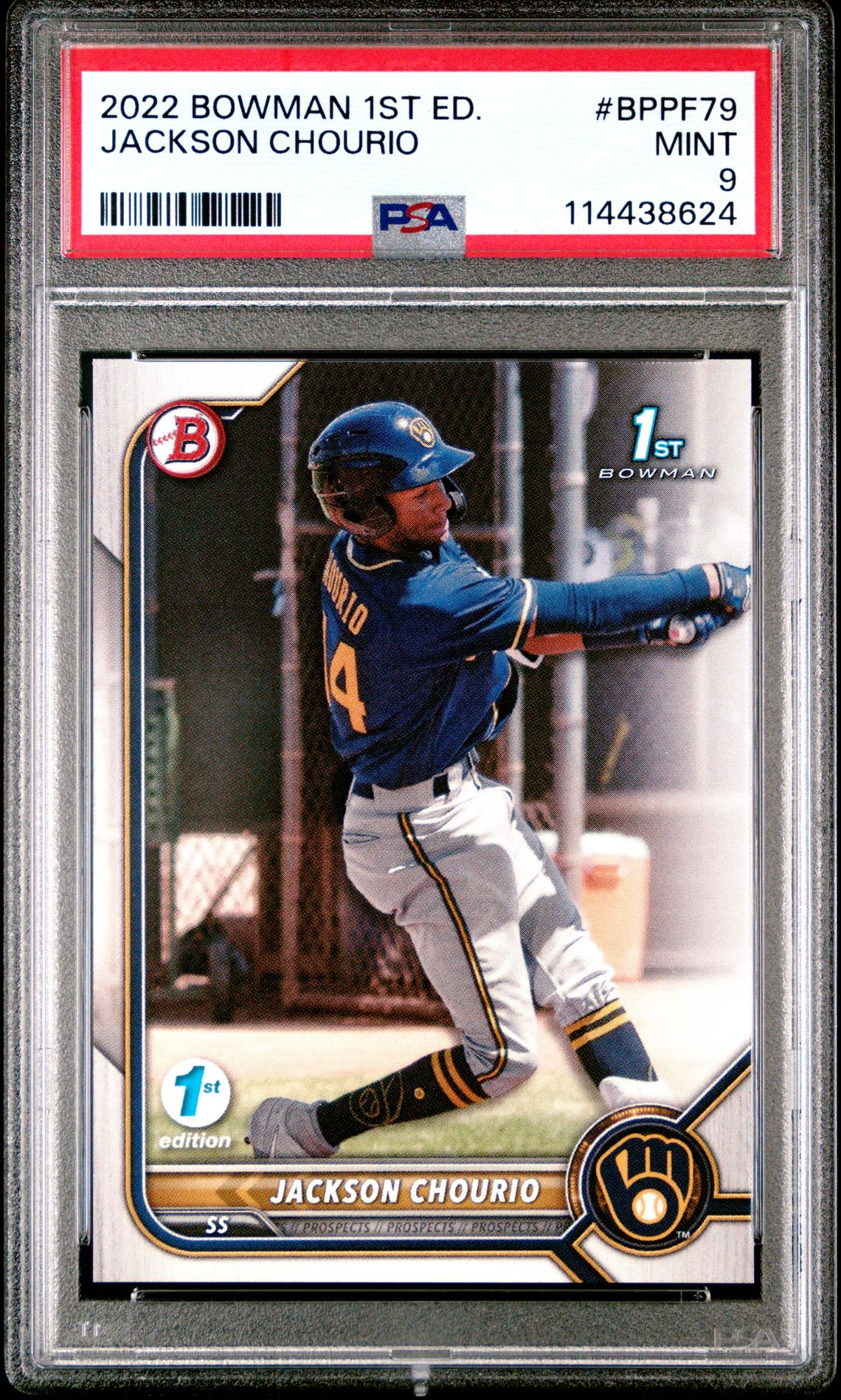 2022 Bowman 1St Edition Jackson Chourio #Bppf79 Mint 9 front