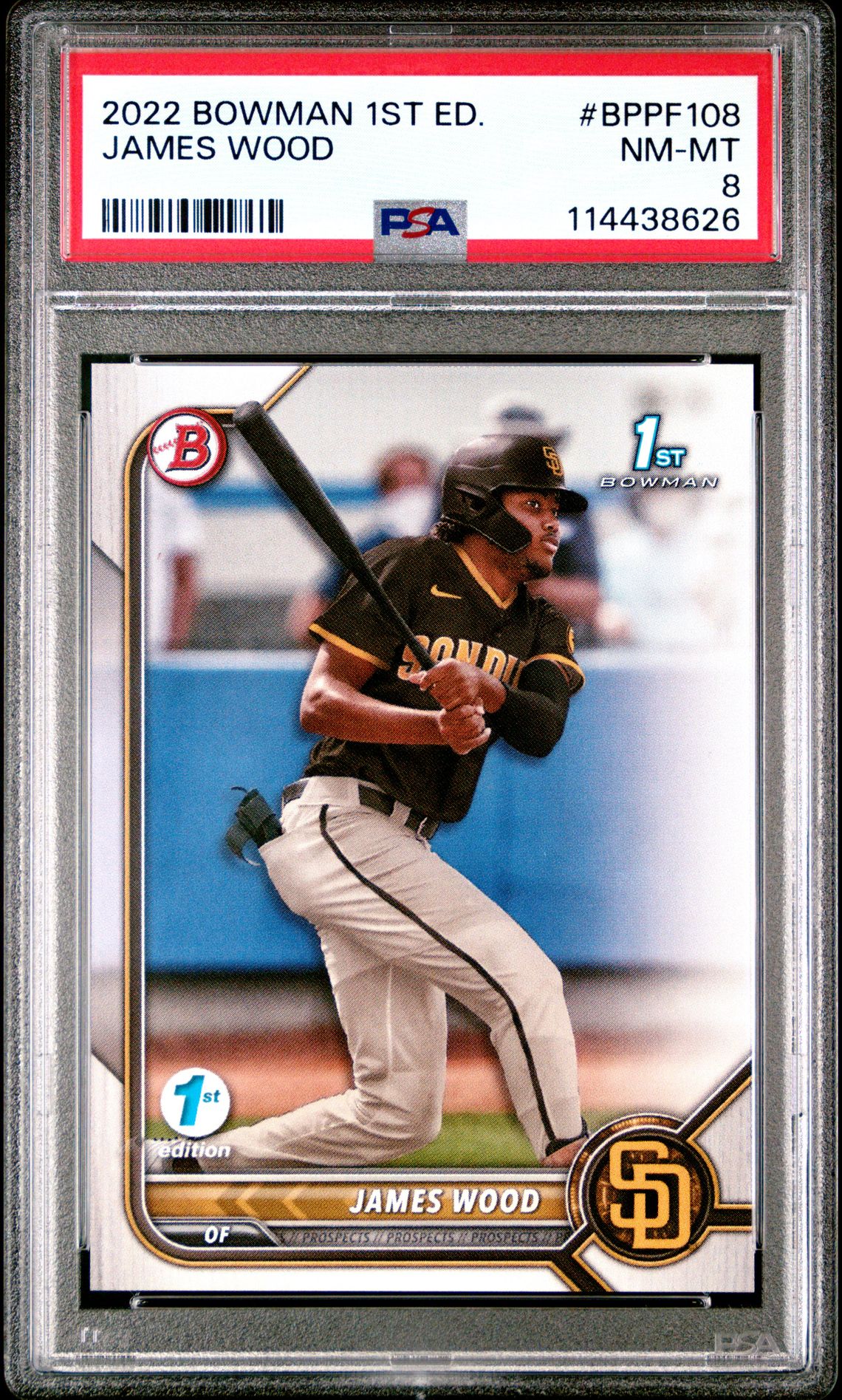 2022 Bowman 1St Edition James Wood #Bppf108 Nm-Mt 8 front