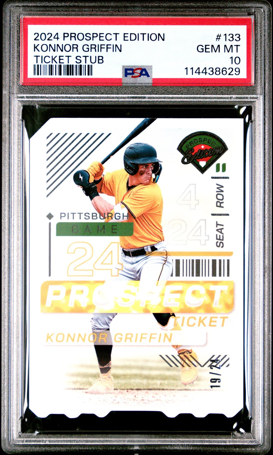 2024 Panini Prospect Edition Konnor Griffin #133 (Ticket Stub) Gem Mt 10 front