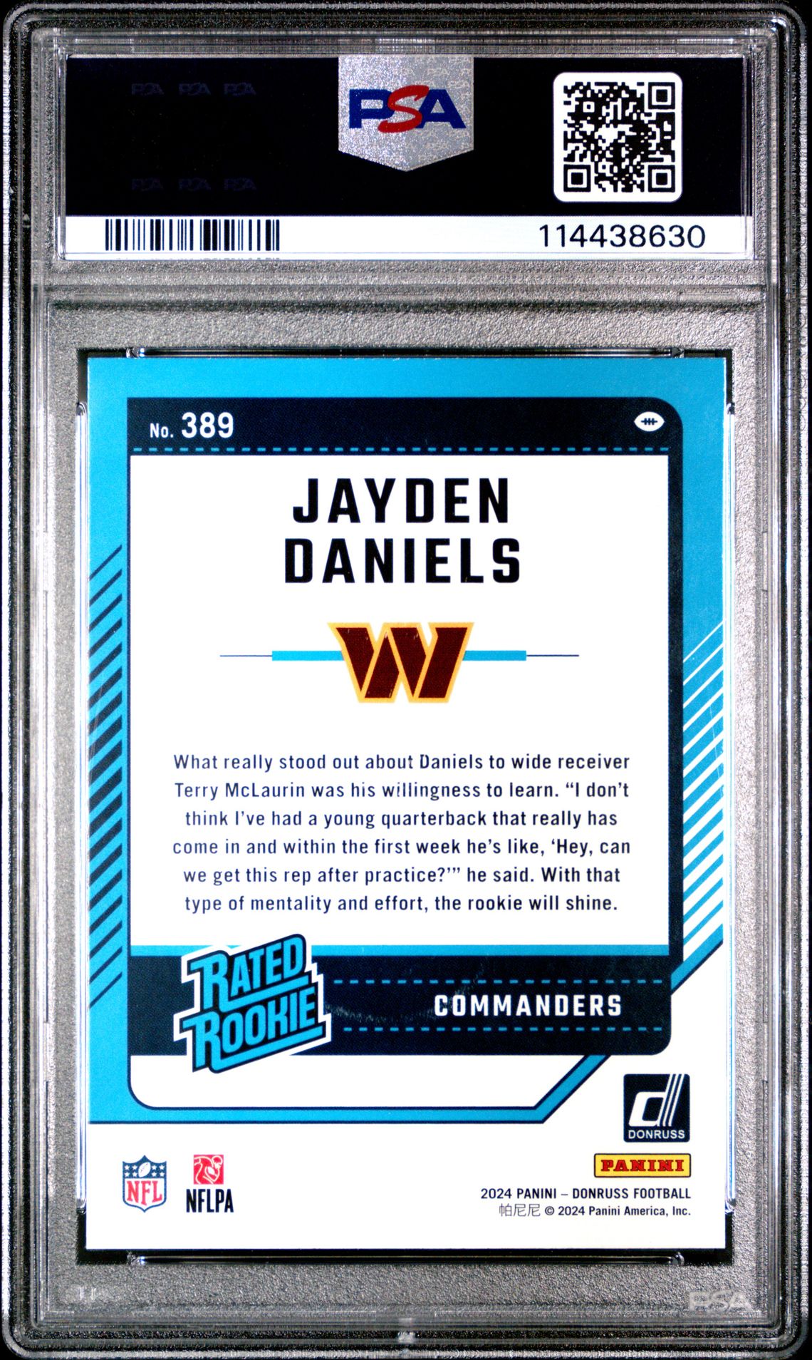 2024 Panini Donruss Jayden Daniels #389 Mint 9 back