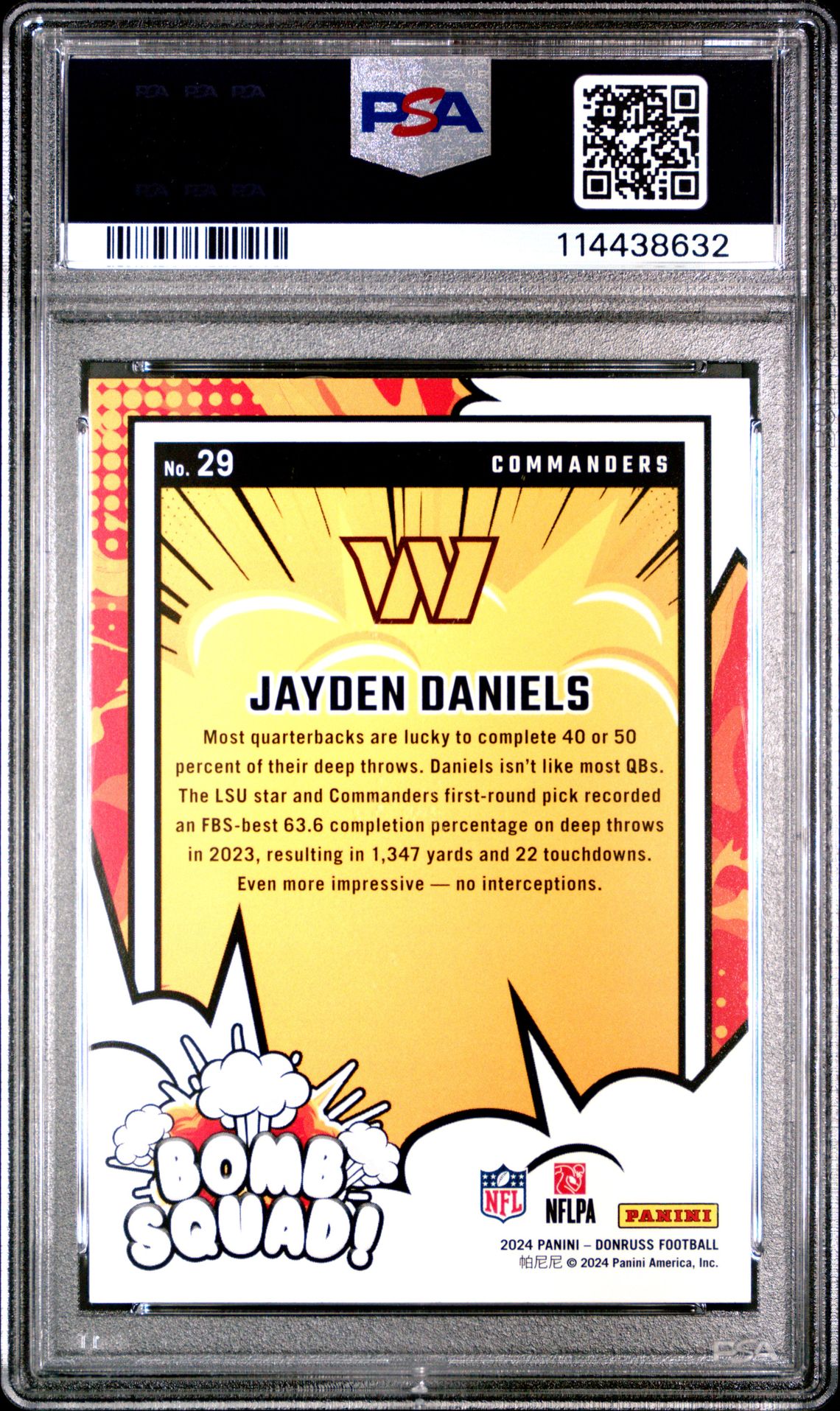 2024 Panini Donruss Bomb Squad Jayden Daniels #29 Gem Mt 10 back
