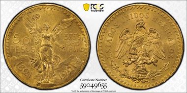 1921 50 Peso KM-481  Au MS62