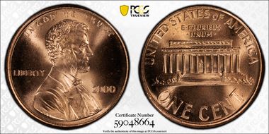 2000 1C "Cheerios" Cent MS67RD