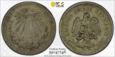 1918-M Peso KM-454 VF35