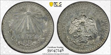 1919-M Peso KM-454  Ag N1