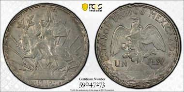 1910 Peso Caballito KM-453  Ag N1