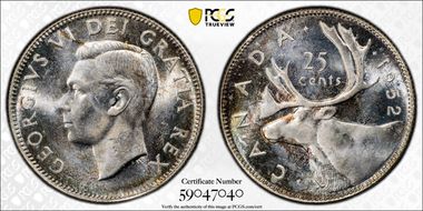 1952 25C Low Relief MS65