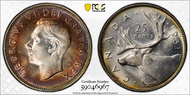 1951 25C High Relief MS65