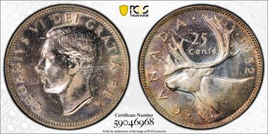 1952 25C High Relief MS64