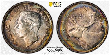 1952 25C High Relief MS64