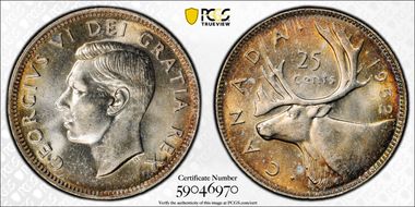 1952 25C High Relief MS64