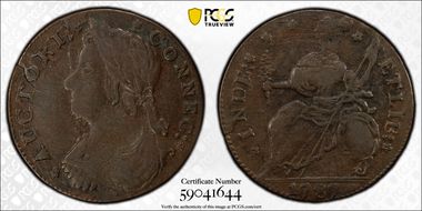 1787 CT 1/2P DB Left, Miller 33.38-Z.6 AU50BN