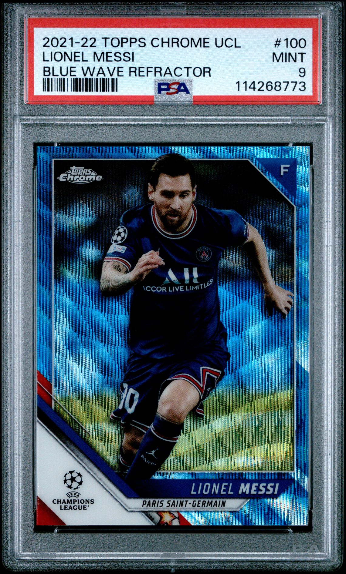 2021 Topps Chrome TOPPS CHROME UEFA CHAMPIONS LEAGUE #100 Lionel Messi front