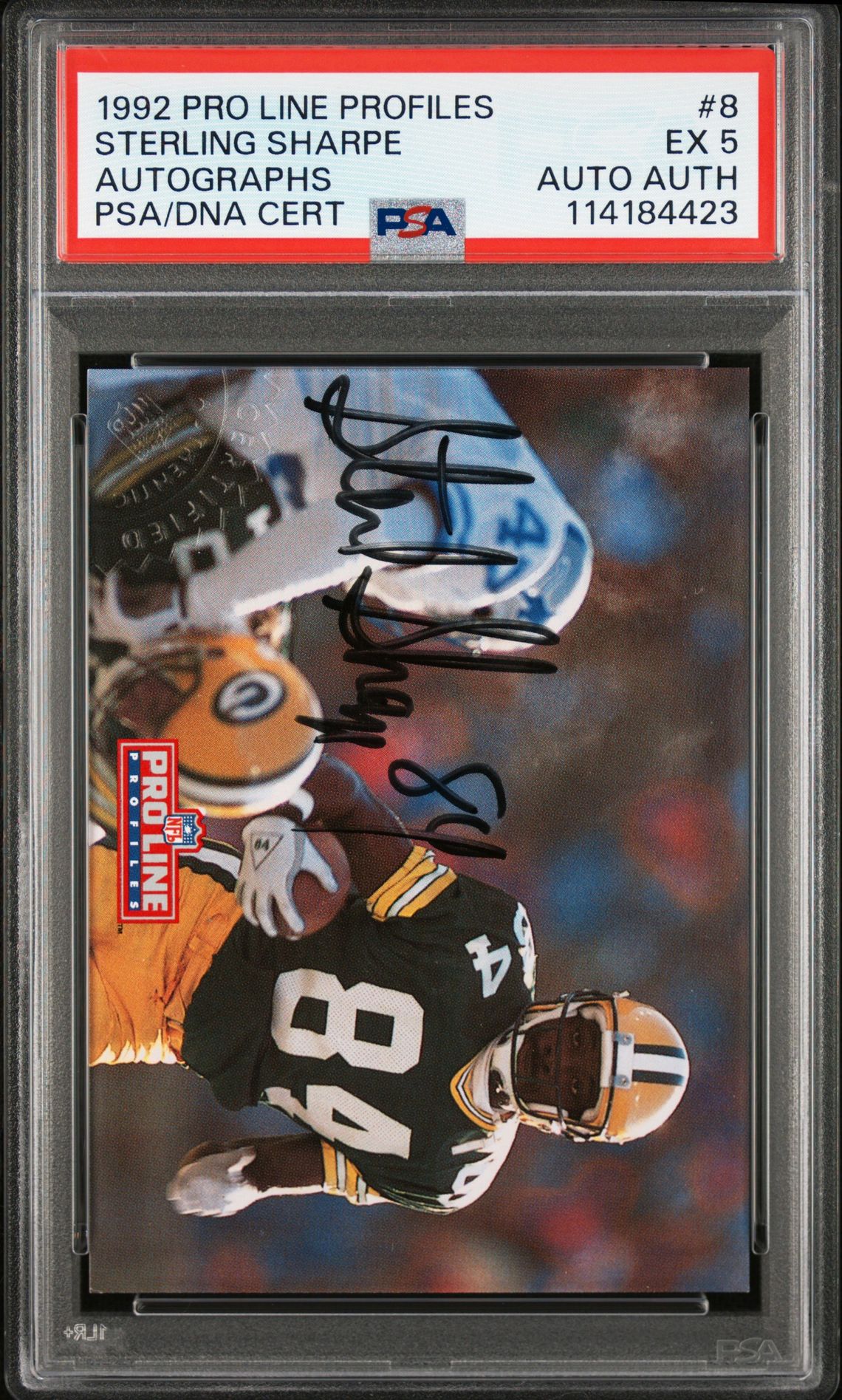 1992 Pro Line Profiles Autographs Sterling Sharpe #8 (Autographs) Ex 5 front