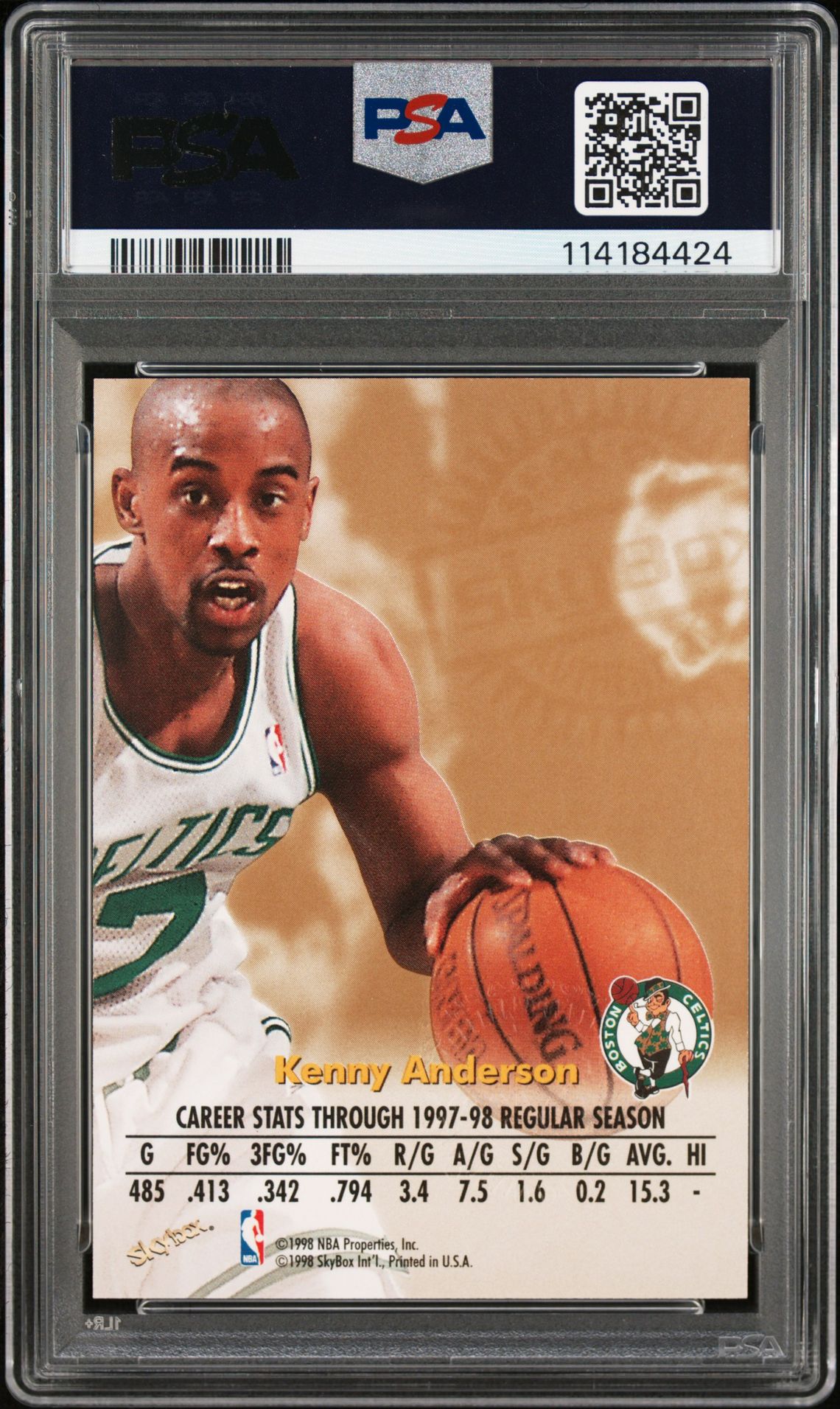 1998 Skybox Premium Autographics Kenny Anderson (Autographics) Mint 9 back