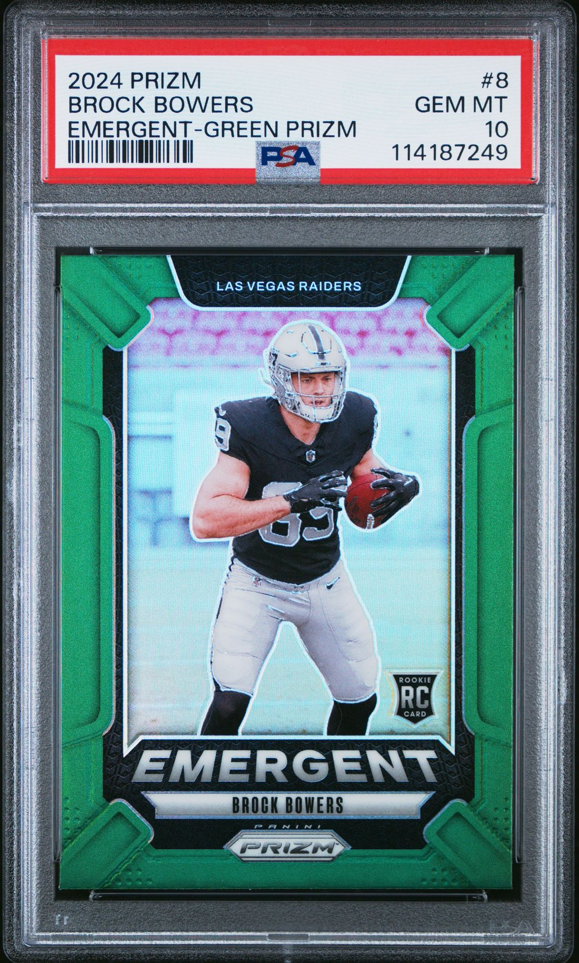 2024 Panini PANINI PRIZM EMERGENT GREEN PRIZM #8 Brock Bowers front