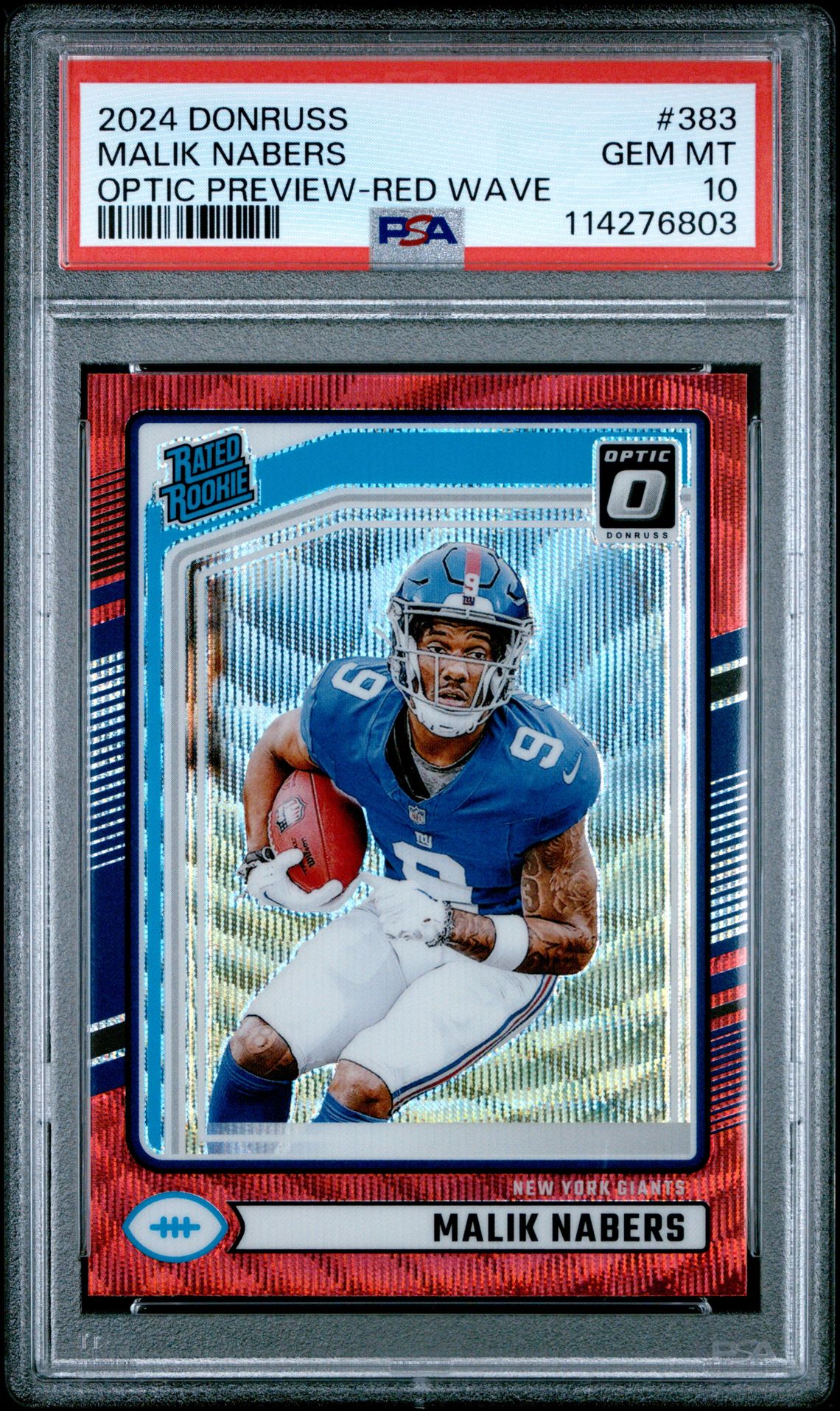 2024 Panini Donruss Malik Nabers #383 (Optic Preview-Red Wave) Gem Mt 10 front