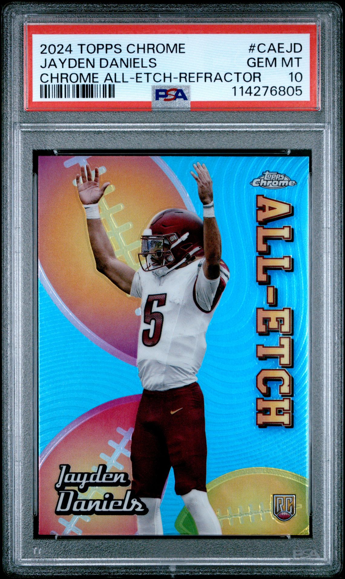 2024 Topps Chrome Chrome All-Etch Jayden Daniels #Caejd (Chrome All-Etch-Refractor) Gem Mt 10 front