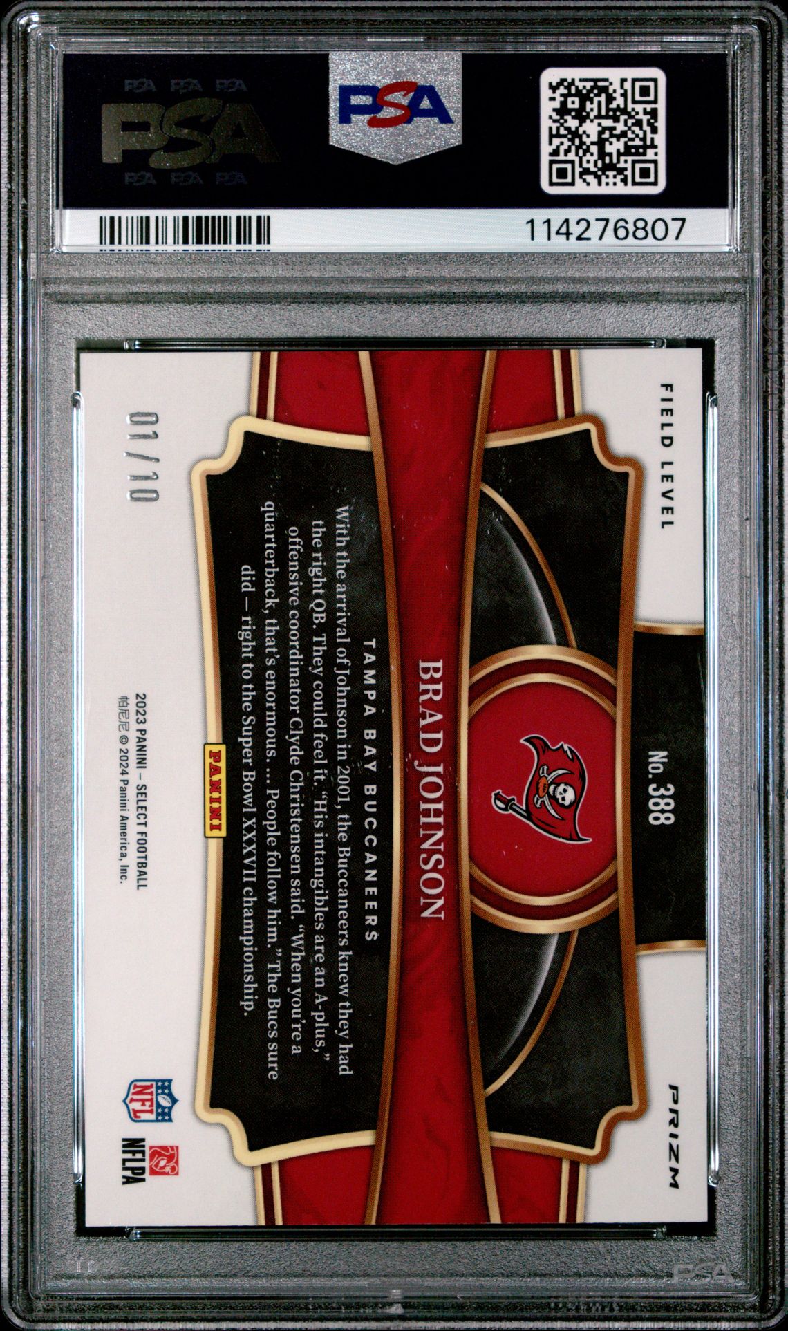 2023 Panini Select Brad Johnson #388 (Dragon Scale Gold Prizm) Gem Mt 10 back