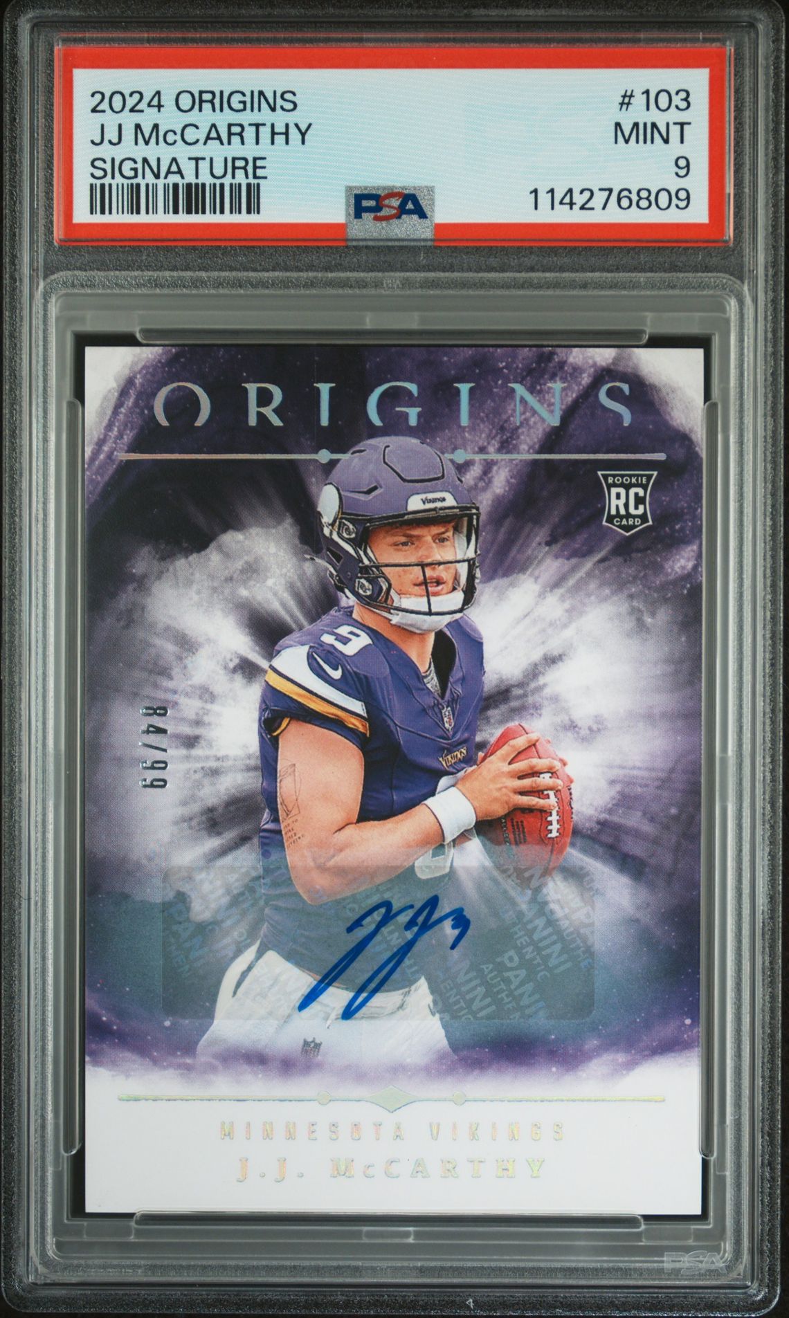 2024 Panini Origins Jj Mccarthy #103 (Signature) Mint 9 front