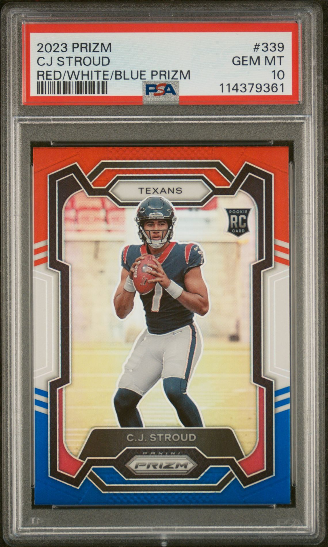 2023 Panini Prizm Cj Stroud #339 (Red/White/Blue Prizm) Gem Mt 10 front