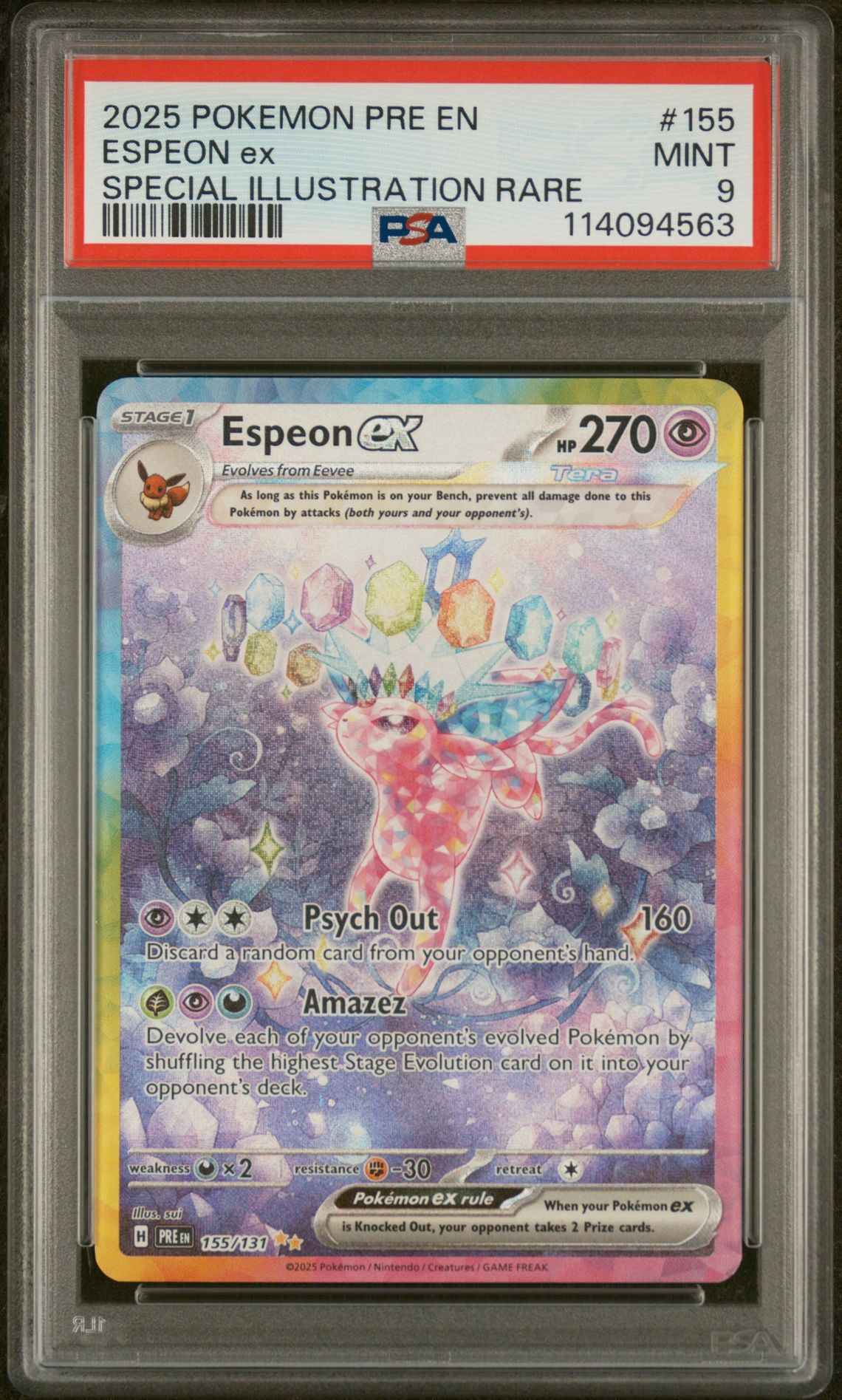 2025 Pokemon POKEMON PRE EN-PRISMATIC EVOLUTIONS SPECIAL ILLUSTRATION RARE #155 Espeon Ex front