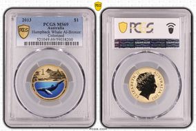2013 $1 Humpback Whale Al-Bronze Colorized MS69