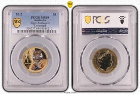 2012 $1 Tiger Al-Bronze Colorized MS69