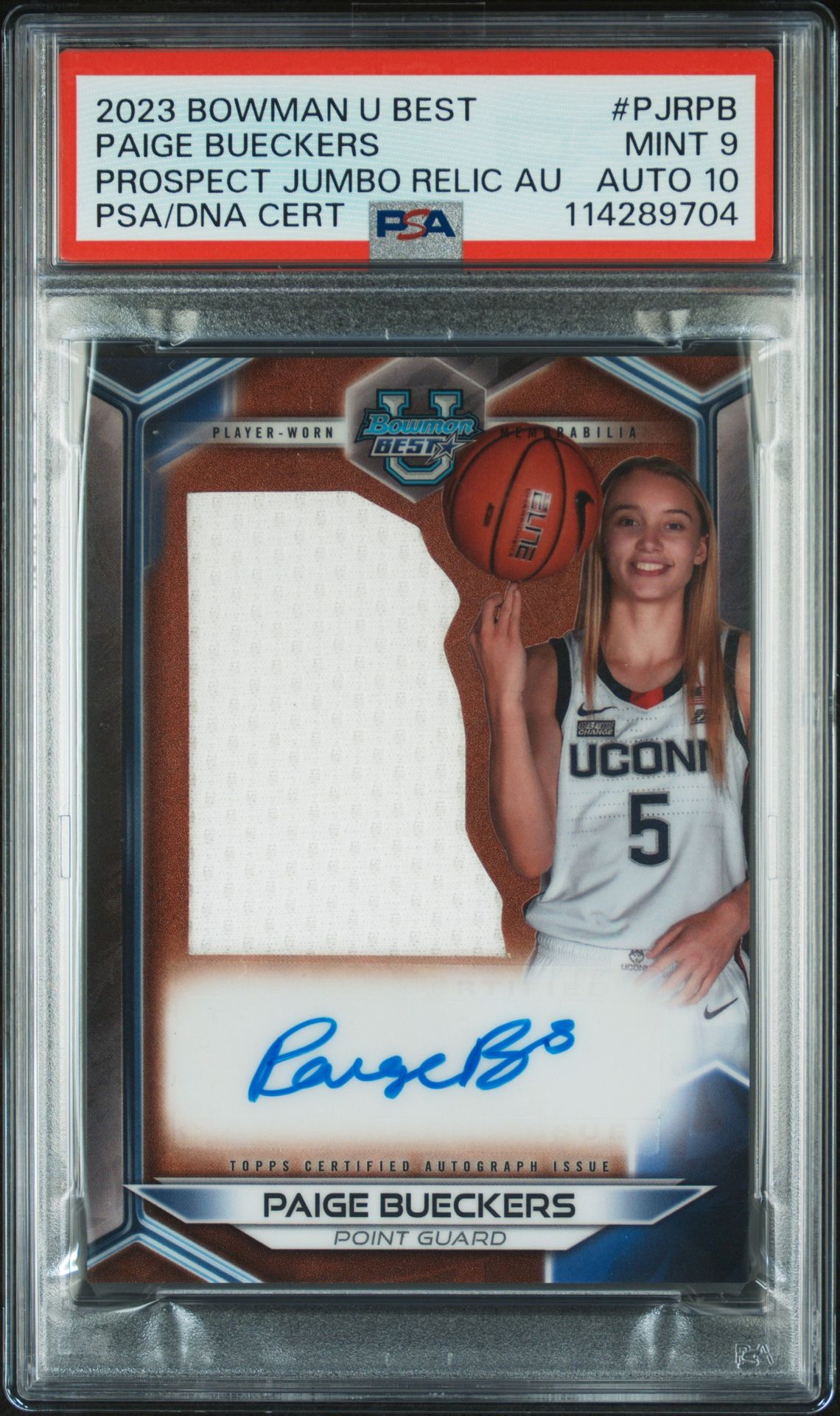 2023 Bowman Bowman University Best Prospect Jumbo Relic Autographs #PJRPB Paige Bueckers front