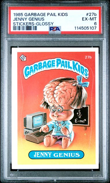 1985 Topps Garbage Pail Kids Series 1 Stickers/Base-Glossy #27B Jenny Genius front