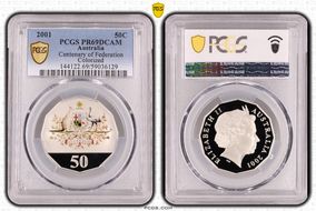 2001 50C Centenary of Federation Colorized PR69DCAM