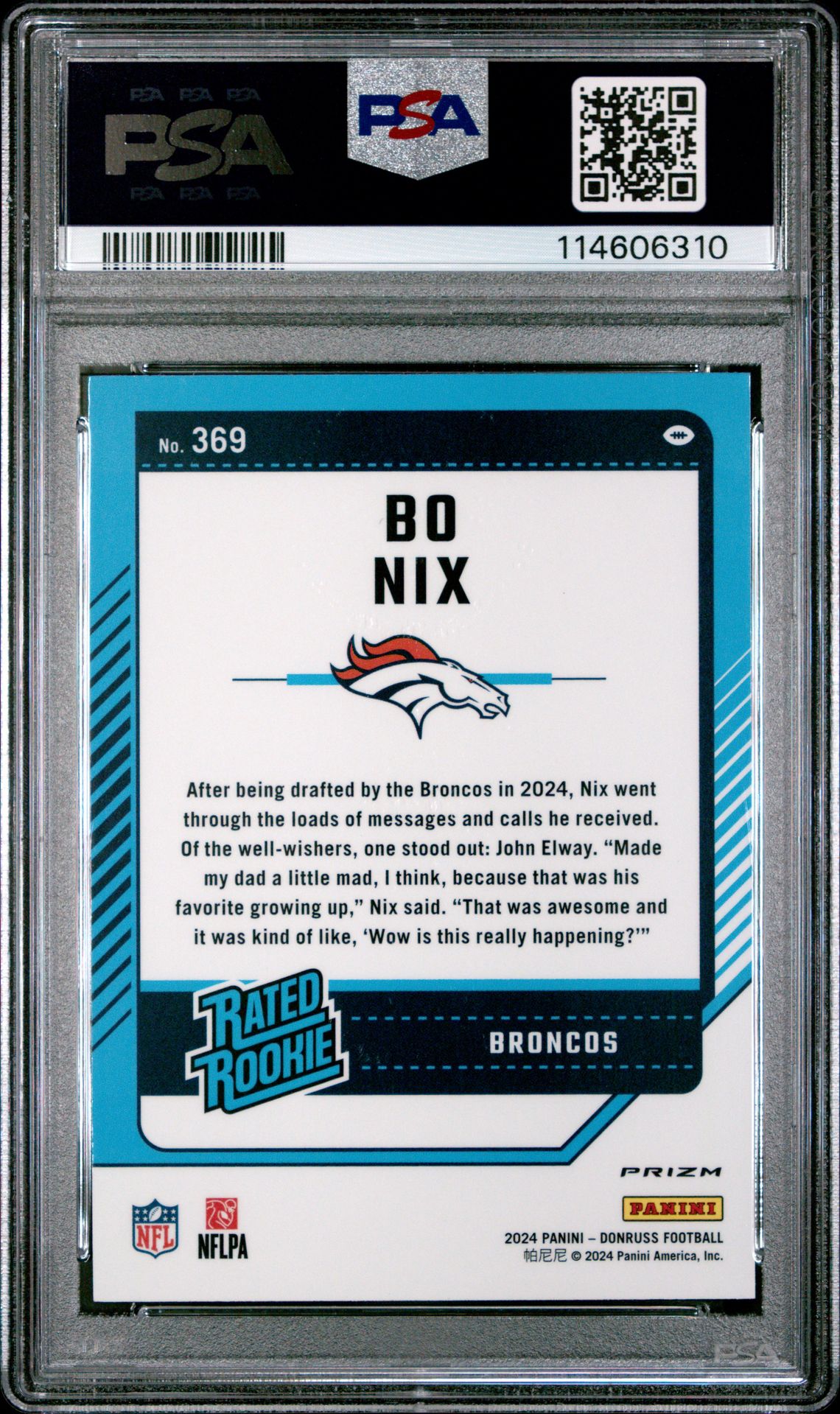 2024 Panini Donruss Bo Nix #369 (Optic Preview-Red Wave) Mint 9 back
