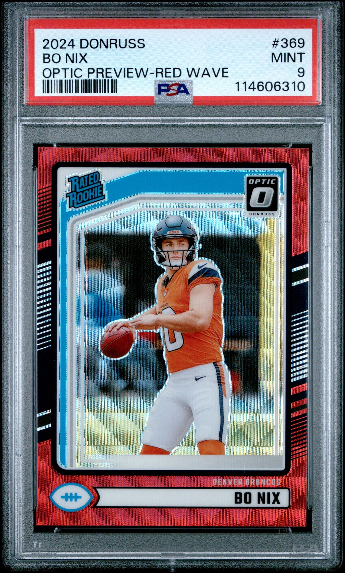 2024 Panini Donruss Bo Nix #369 (Optic Preview-Red Wave) Mint 9 front