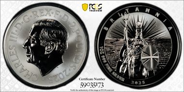 2025 £2 Britannia 1oz Ag Rev Frosted PR70