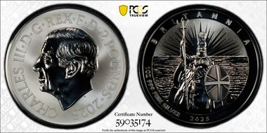 2025 £2 Britannia 1oz Ag Rev Frosted PR70