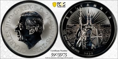 2025 £2 Britannia 1oz Ag Rev Frosted PR70