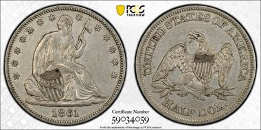 1861-O 50C W-01, USA Issue XF40